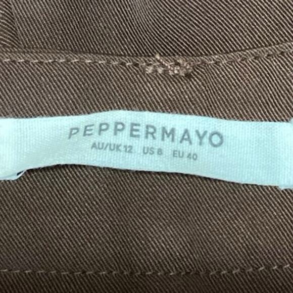 Peppermayo Brown High Rise Straight Pleated Career Wide Leg Dress Pants 8 - Picture 4 of 5